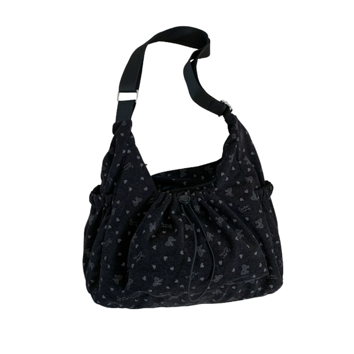 Women's Shoulder Bag in black heart print