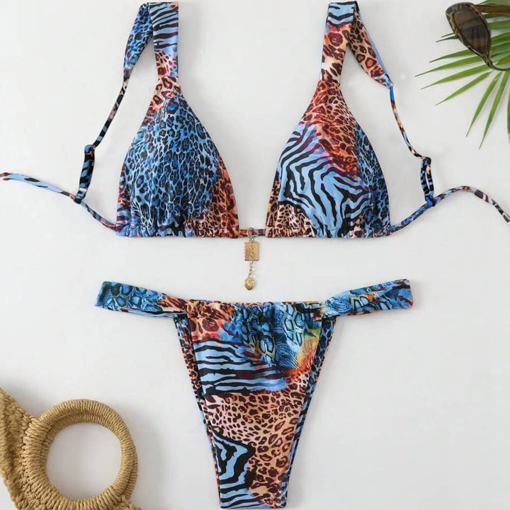 Women's Animal Print Bikini in blue leopard
