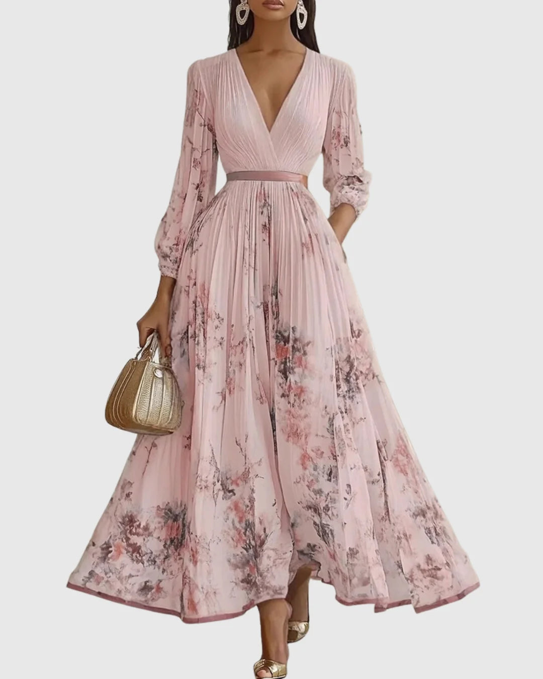 Women's Summer Maxi Dress in pink floral