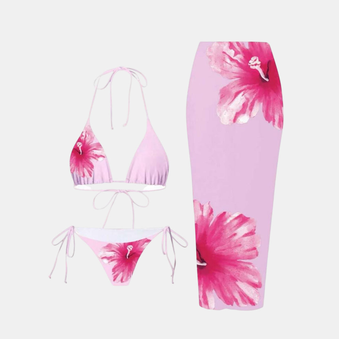 Women's String Bikini in pink floral