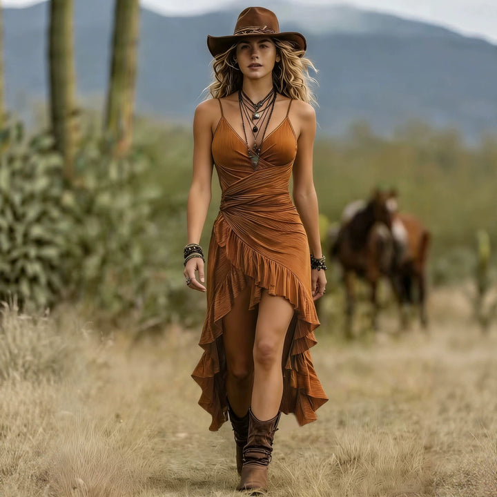 Women's Summer Midi Dress in caramel
