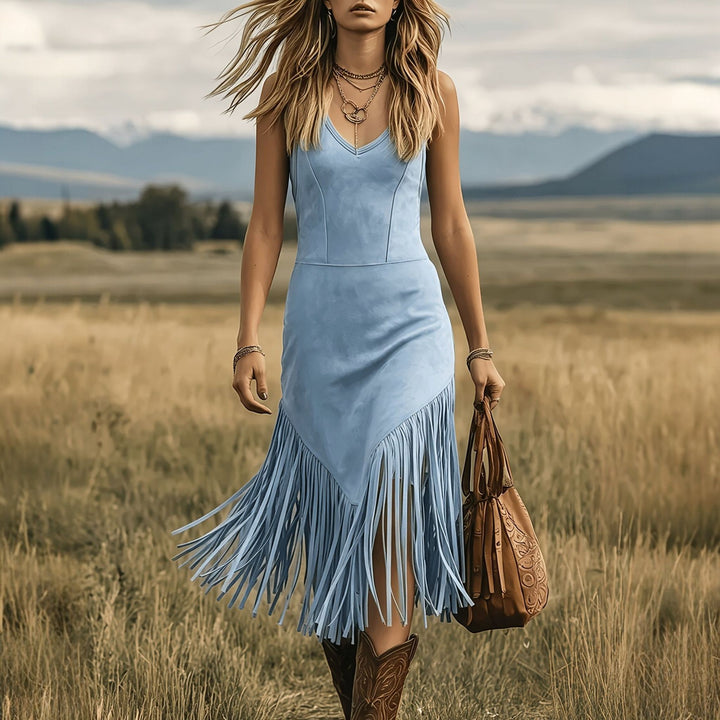 Women's Summer Midi Dress in sky blue