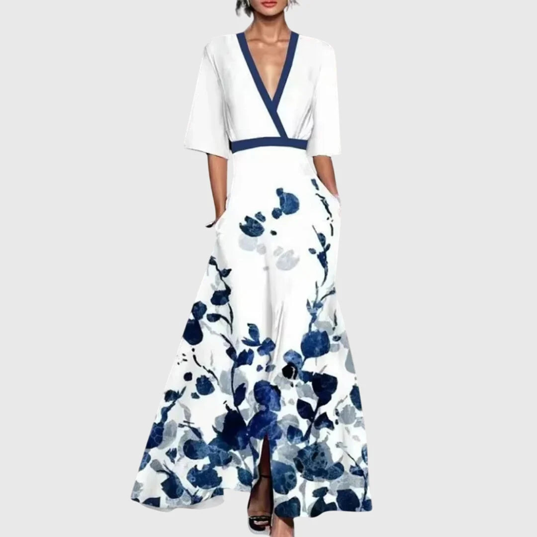 Women's Summer Maxi Dress in white floral