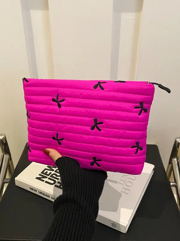 Women's Clutch Bag in hot pink bow
