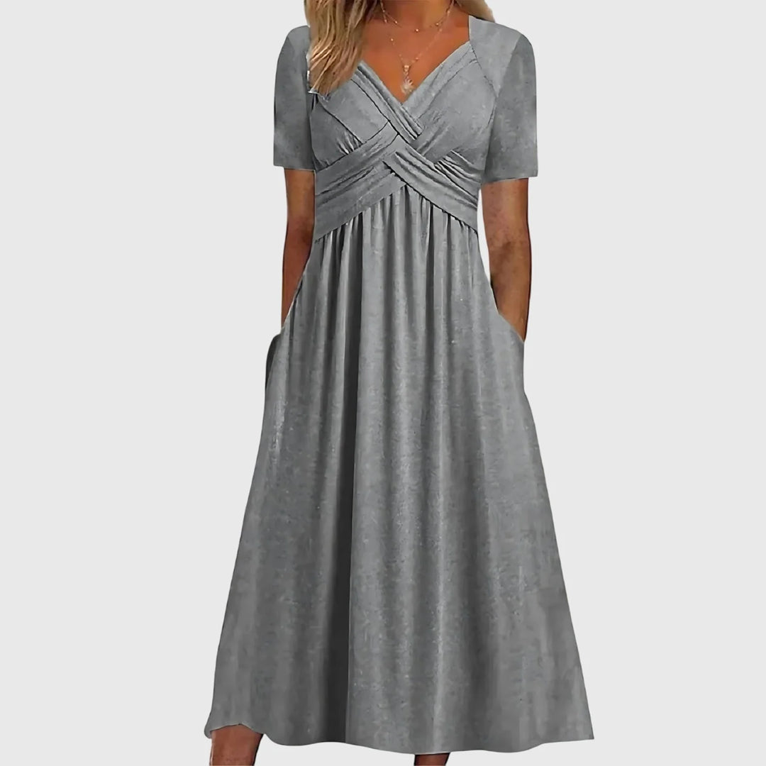 Women's A Line Midi Dress in grey