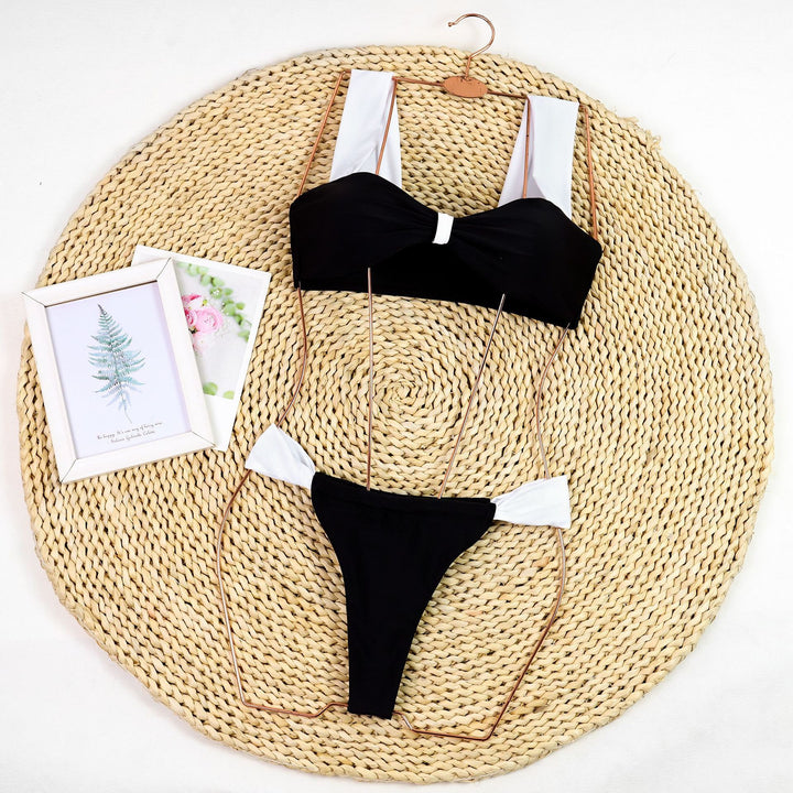 Women's Bandeau Bikini in black colour block