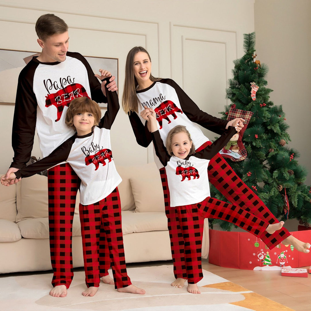 Family Matching Christmas PJs in white check