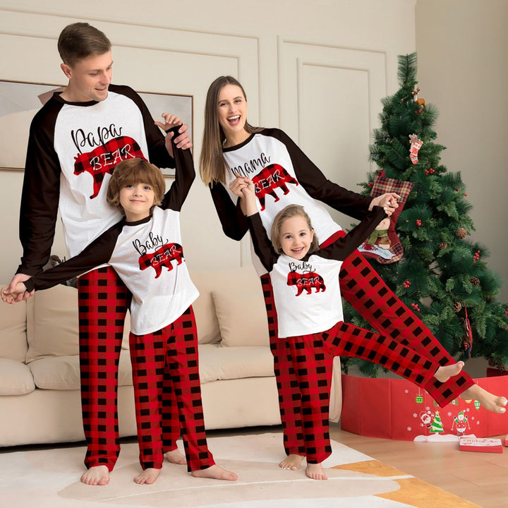 Family Matching Christmas PJs in white check