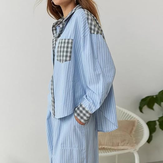 Women's Matching Set in blue striped