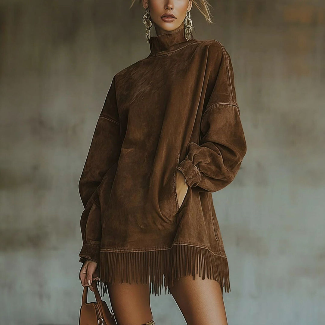 Women's Long Sleeve Mini Dress in brown