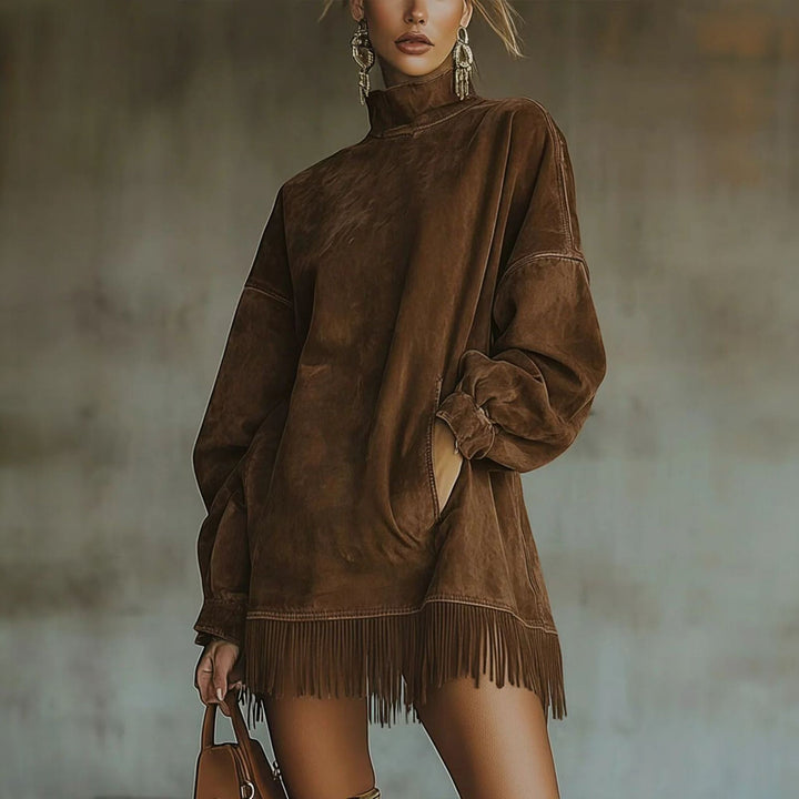 Women's Long Sleeve Mini Dress in brown
