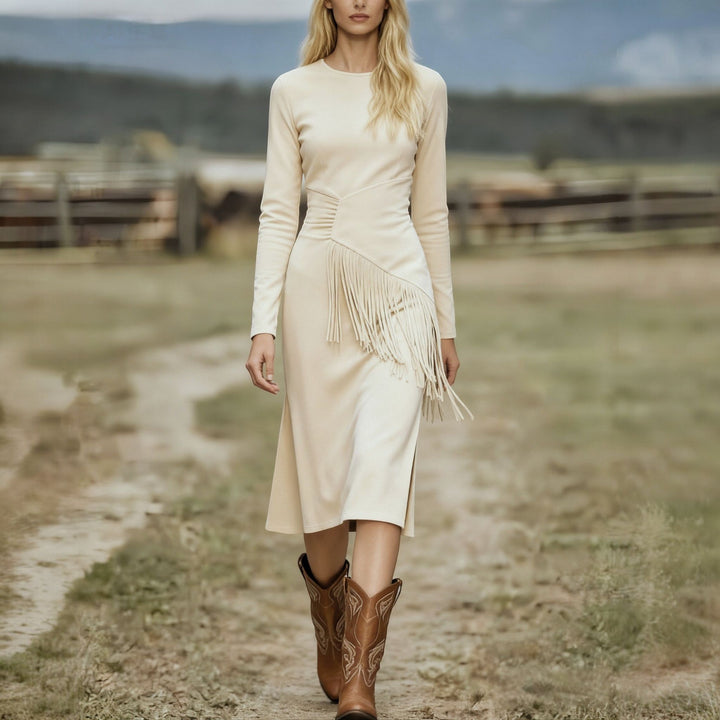 Women's Bodycon Midi Dress in cream