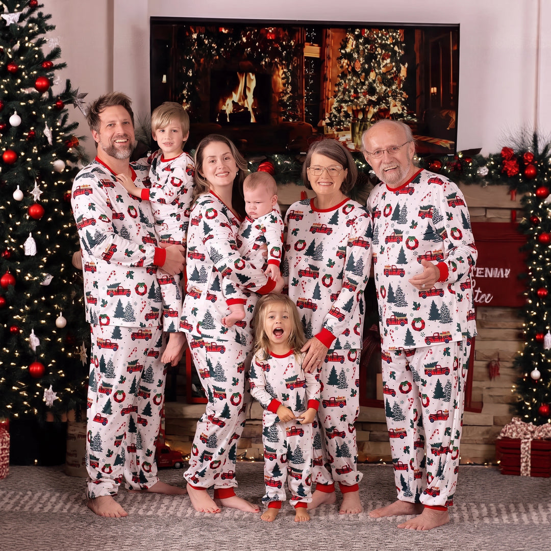 Family Matching Christmas PJs in white