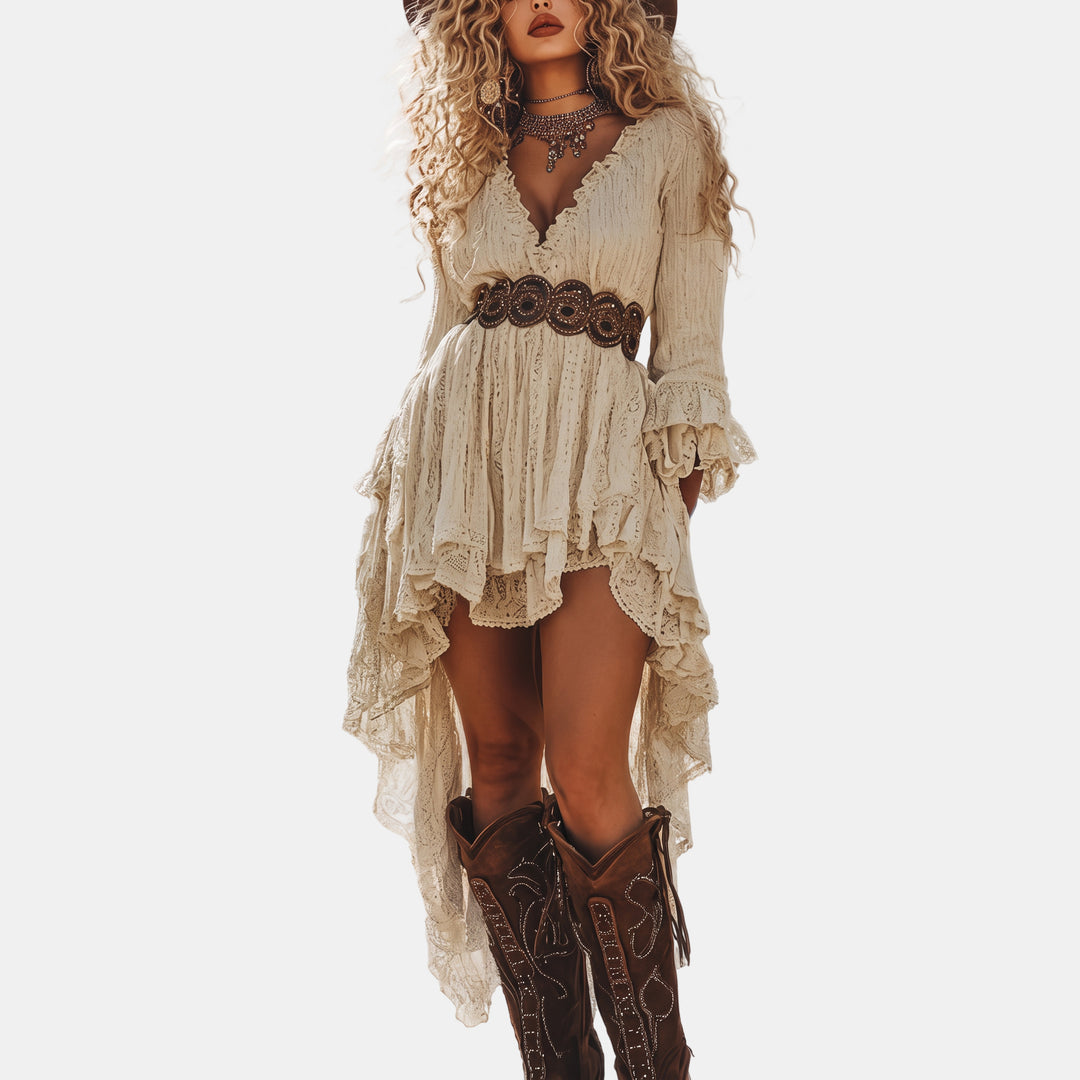 Women's Long Sleeve Mini Dress in white