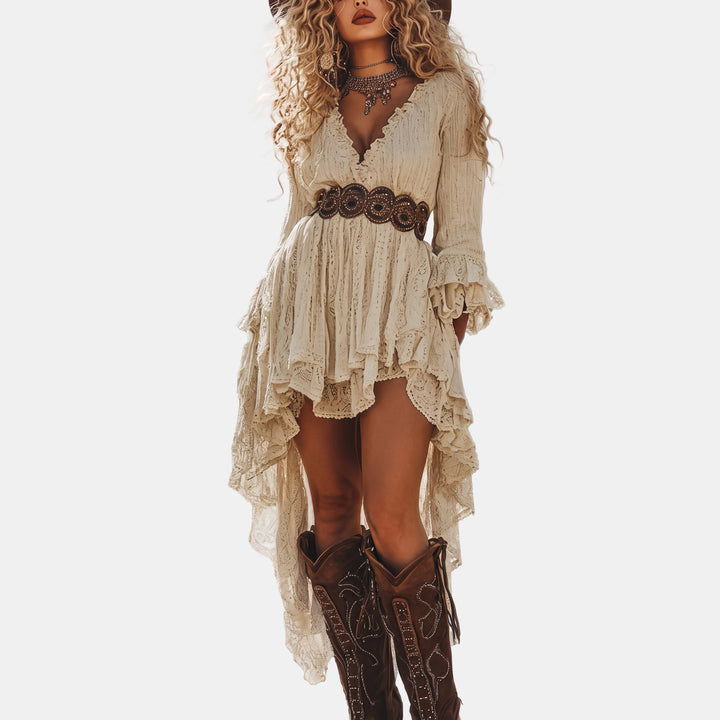 Women's Long Sleeve Mini Dress in white