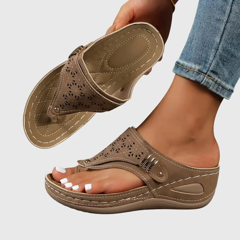 Women's Orthopedic Wedge Sandals in brown