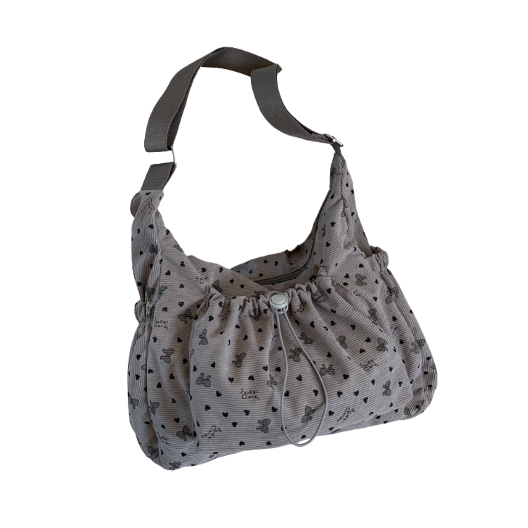 Women's Shoulder Bag in grey heart print