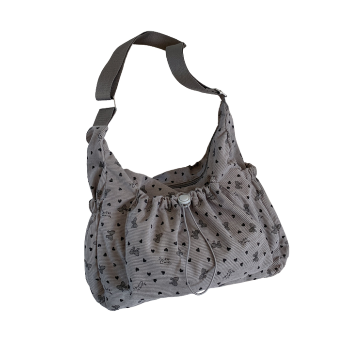 Women's Shoulder Bag in grey heart print