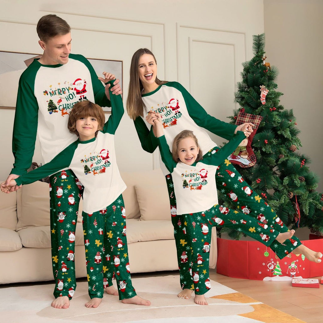 Family Matching Christmas PJs in green