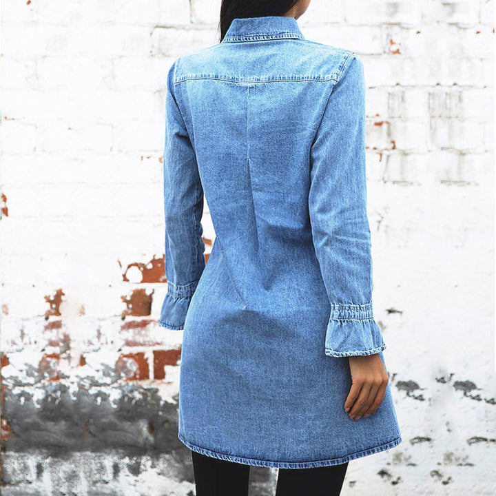 Women's Long Sleeve Mini Dress in blue