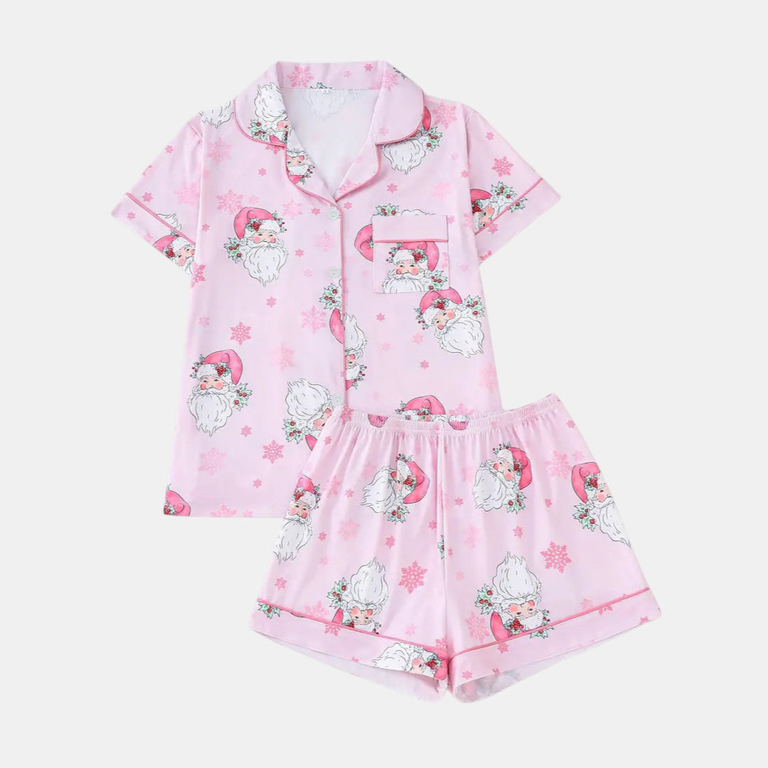 Women's Christmas PJs in pink santa