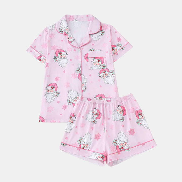 Women's Christmas PJs in pink santa