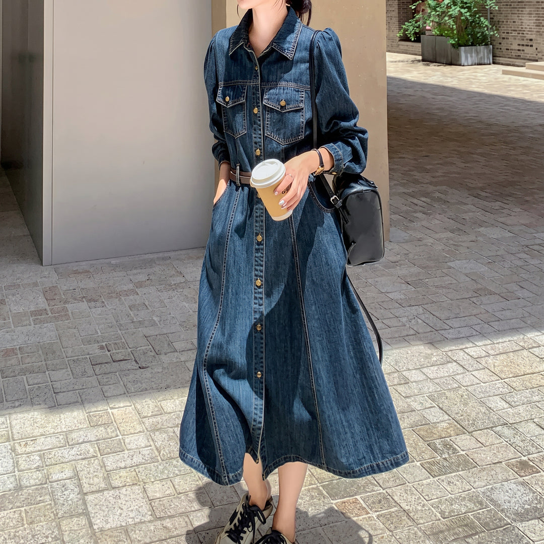 Women's Casual Midi Dress in blue