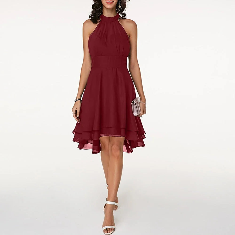 Women's Halter Neck Dress in red
