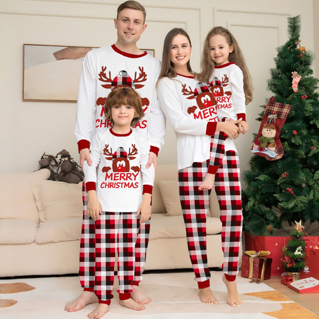 Family Matching Christmas PJs in white check