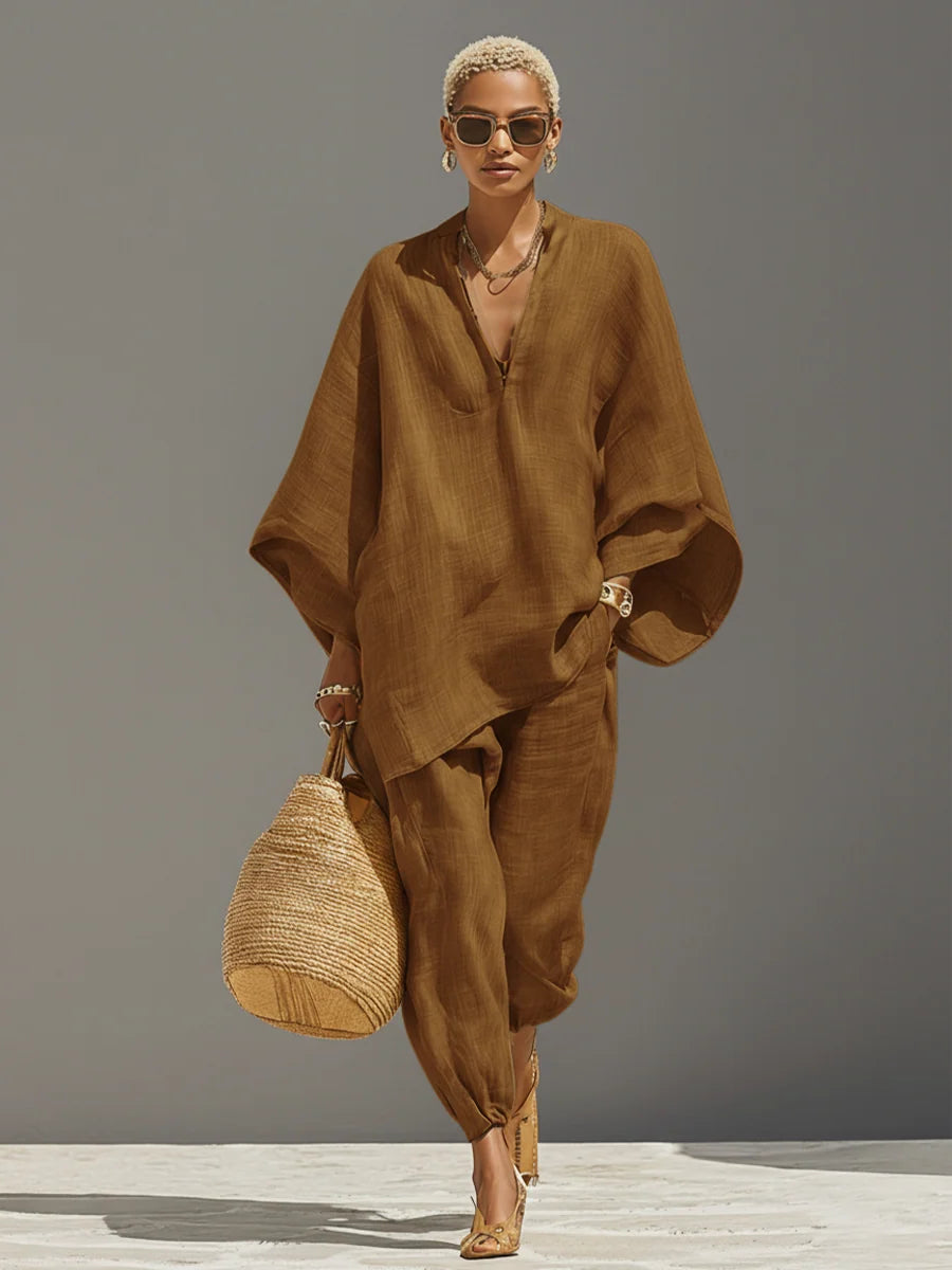 Women's Linen Set in brown