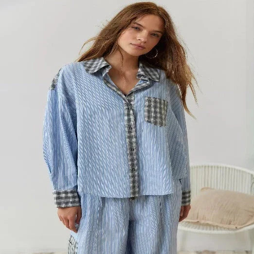 Women's Matching Set in blue striped