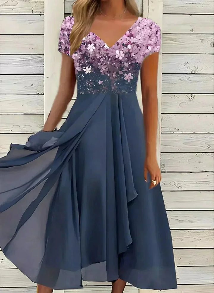 Women's Summer Maxi Dress in purple floral