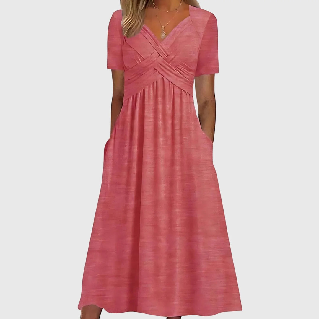 Women's A Line Midi Dress in pink
