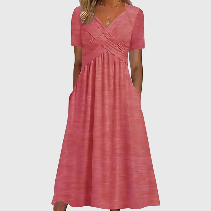 Women's A Line Midi Dress in pink