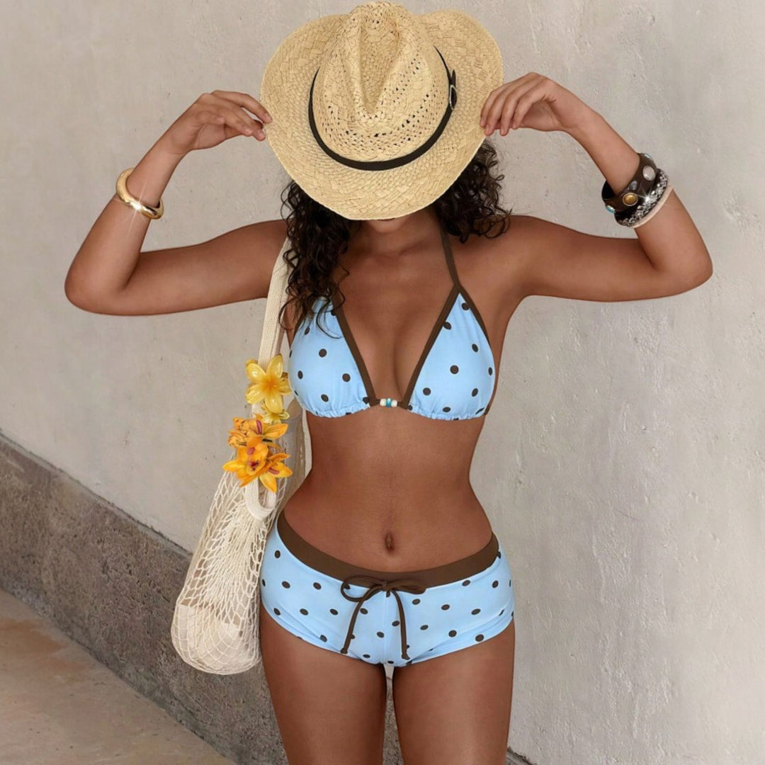 Women's Polka Dot Bikini in sky blue