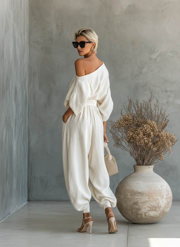 Women's Linen Matching Set in off white