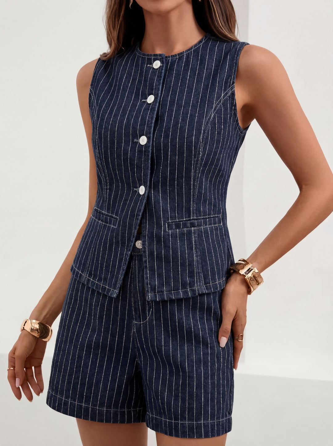 DENNISE™ – Casual Vest & Shorts Two-Piece Set