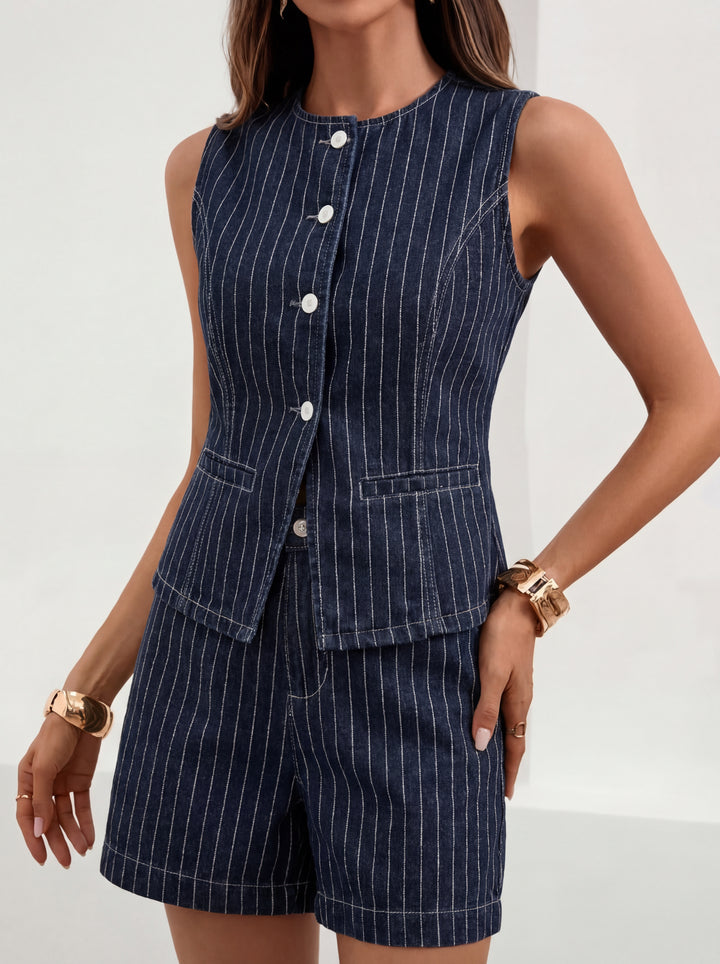 DENNISE™ – Casual Vest & Shorts Two-Piece Set