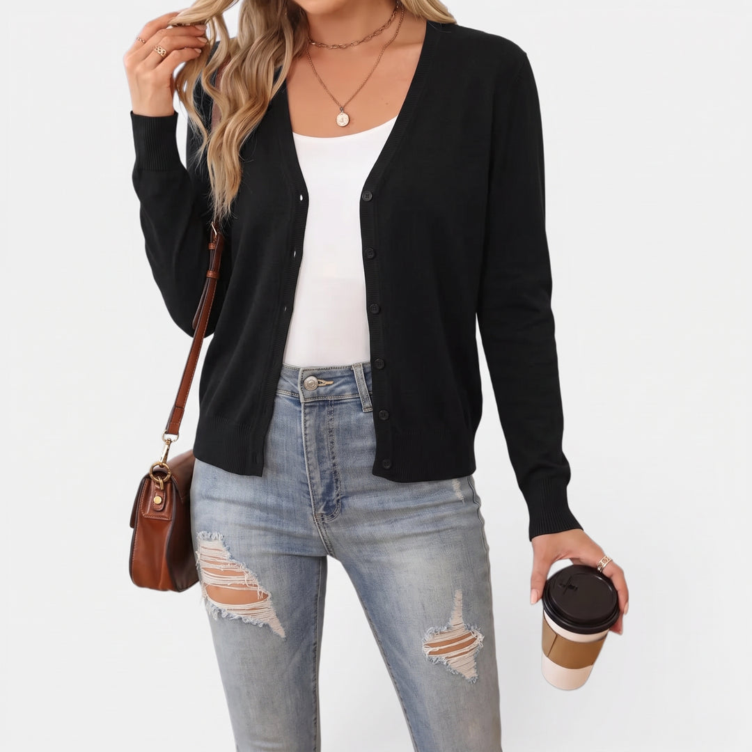 Women's Knit Cardigan, Oversized V-Neck with Button Front