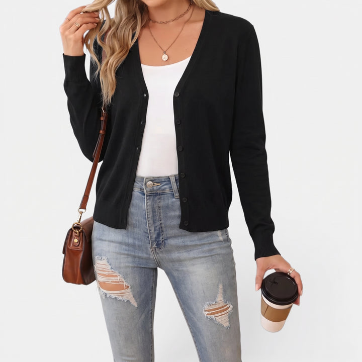 Women's Knit Cardigan, Oversized V-Neck with Button Front