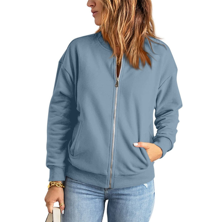 Women's bomber jacket, relaxed fit full zip, light blue